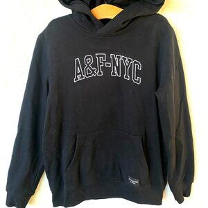 size L 11/12 boys hoodie pullover Abercrombie & Fitch A&F black spell out‎ logo